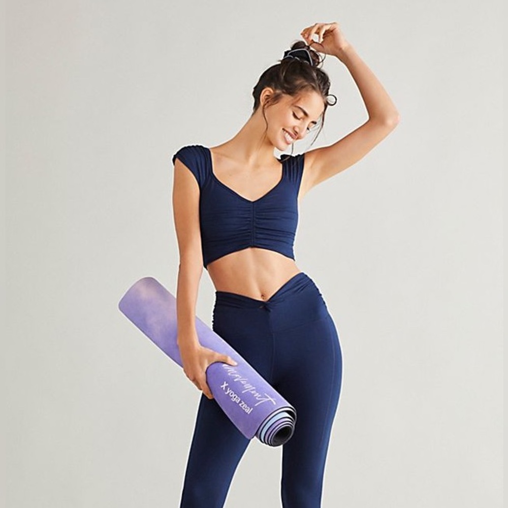 New FP Movement by Free People High-Rise Ankle Breathe Deeper Leggings Navy M